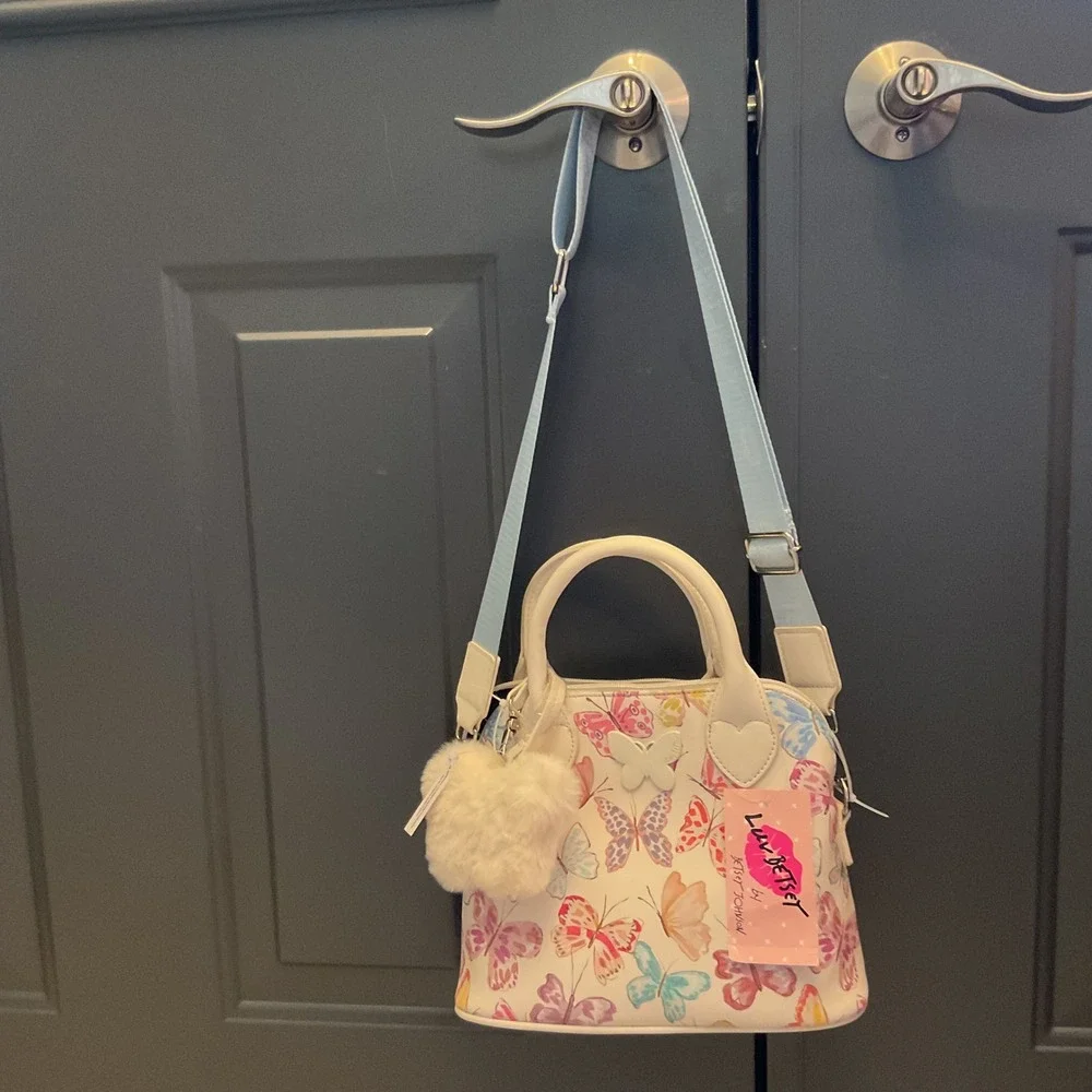 Luv Betsey by Betsey Johnson Butterfly Satchel Crossbody Bag White Multi NWT